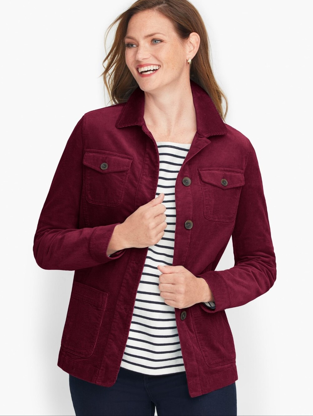 NWOT Talbots XL Cottagecore Coastal Utility Vampy Plum Weekend Corduory Jacket